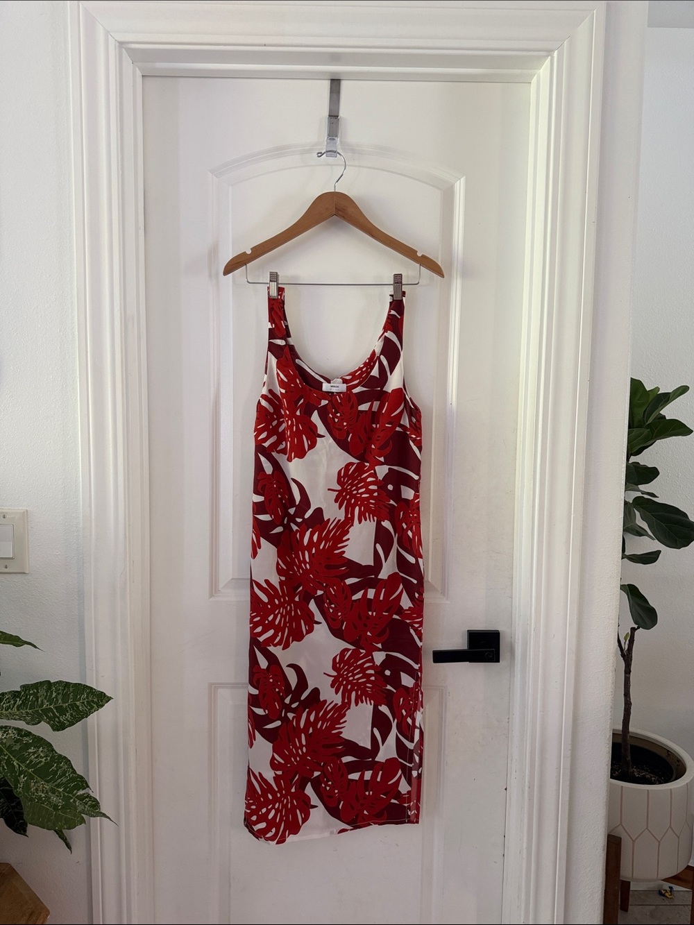 Mikoh White Midi Dress with Red Tropical Print